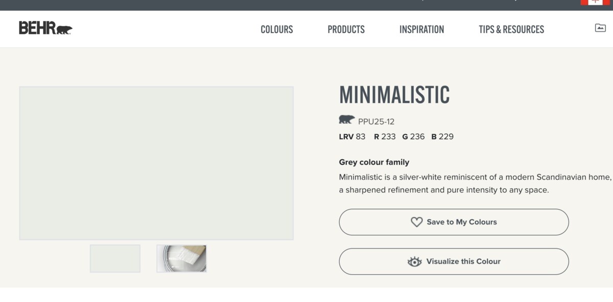 screenshot: image of paint chip on website, how to get exact paint colors for design boards