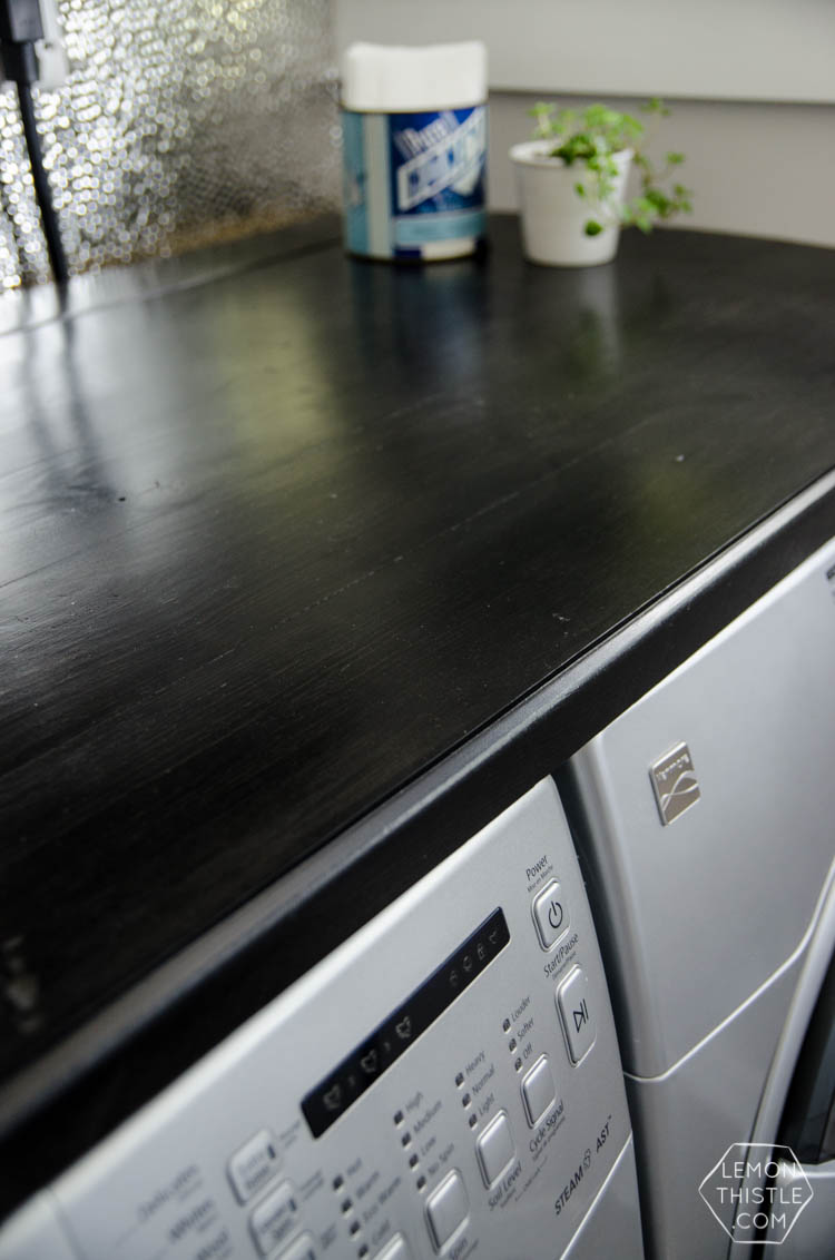 image of a wooden countertop stained black with routed edge image from blog post thats a introduction to the types of wood available for DIY projects